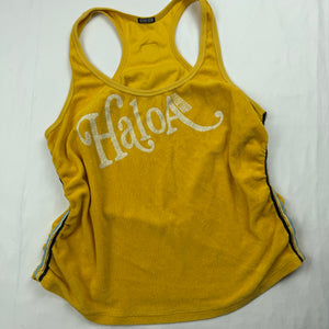 Yellow velvet towel ruched tank top (M/L)