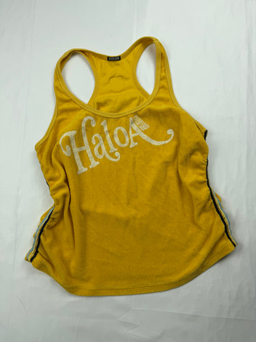 Yellow velvet towel ruched tank top (M/L)