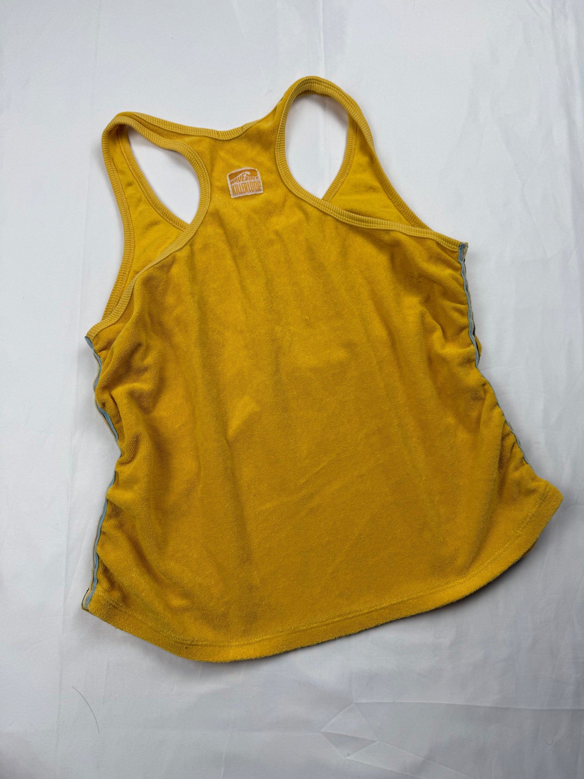 Yellow velvet towel ruched tank top (M/L)