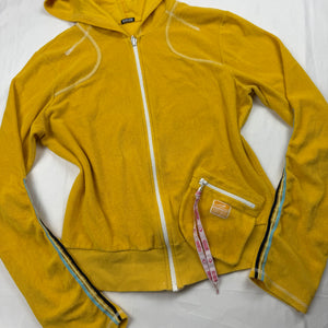 Yellow velvet towel zip up hoodie (M/L)