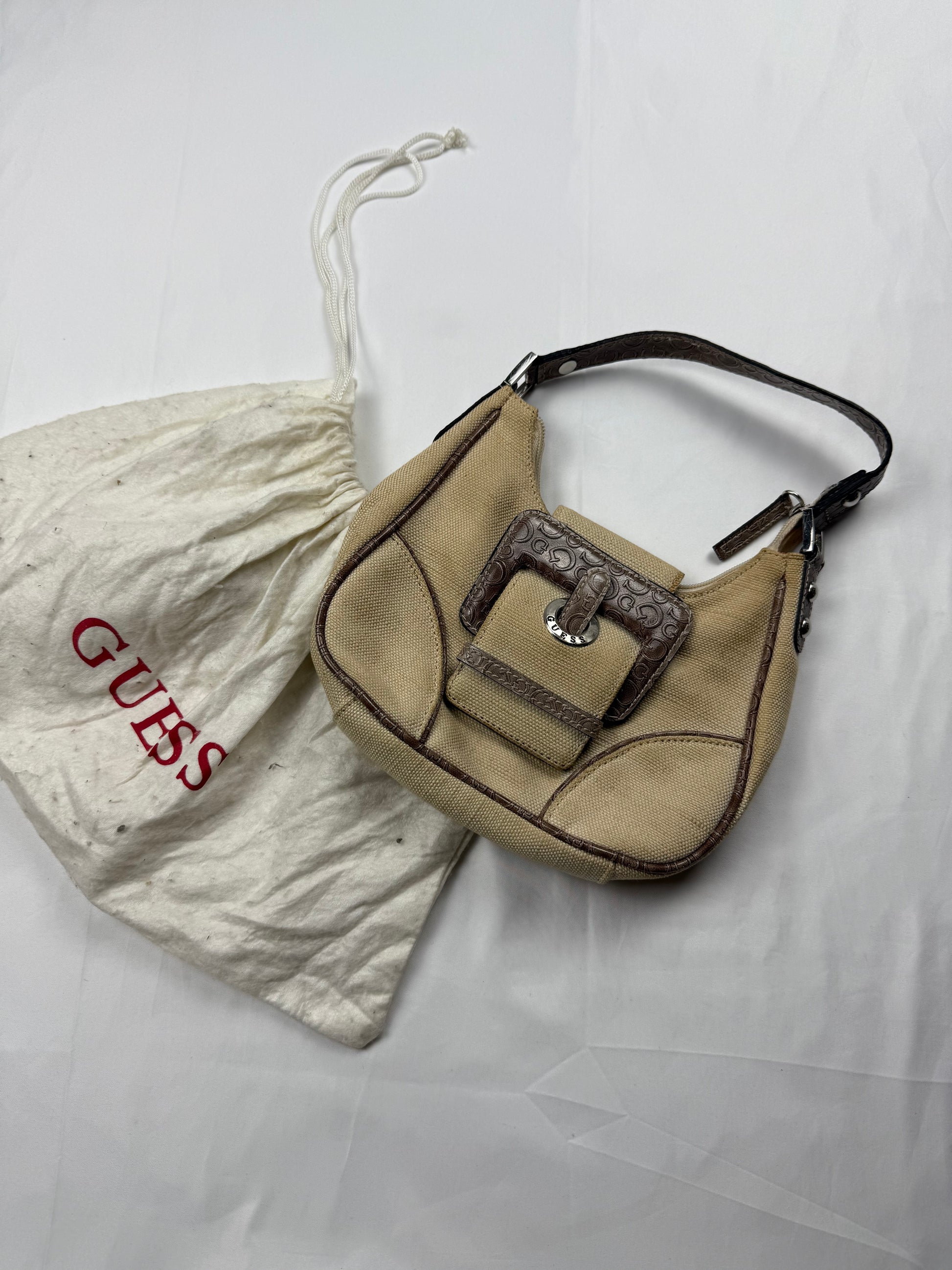 Beige buckle belt small shoulder bag (20x16cm)