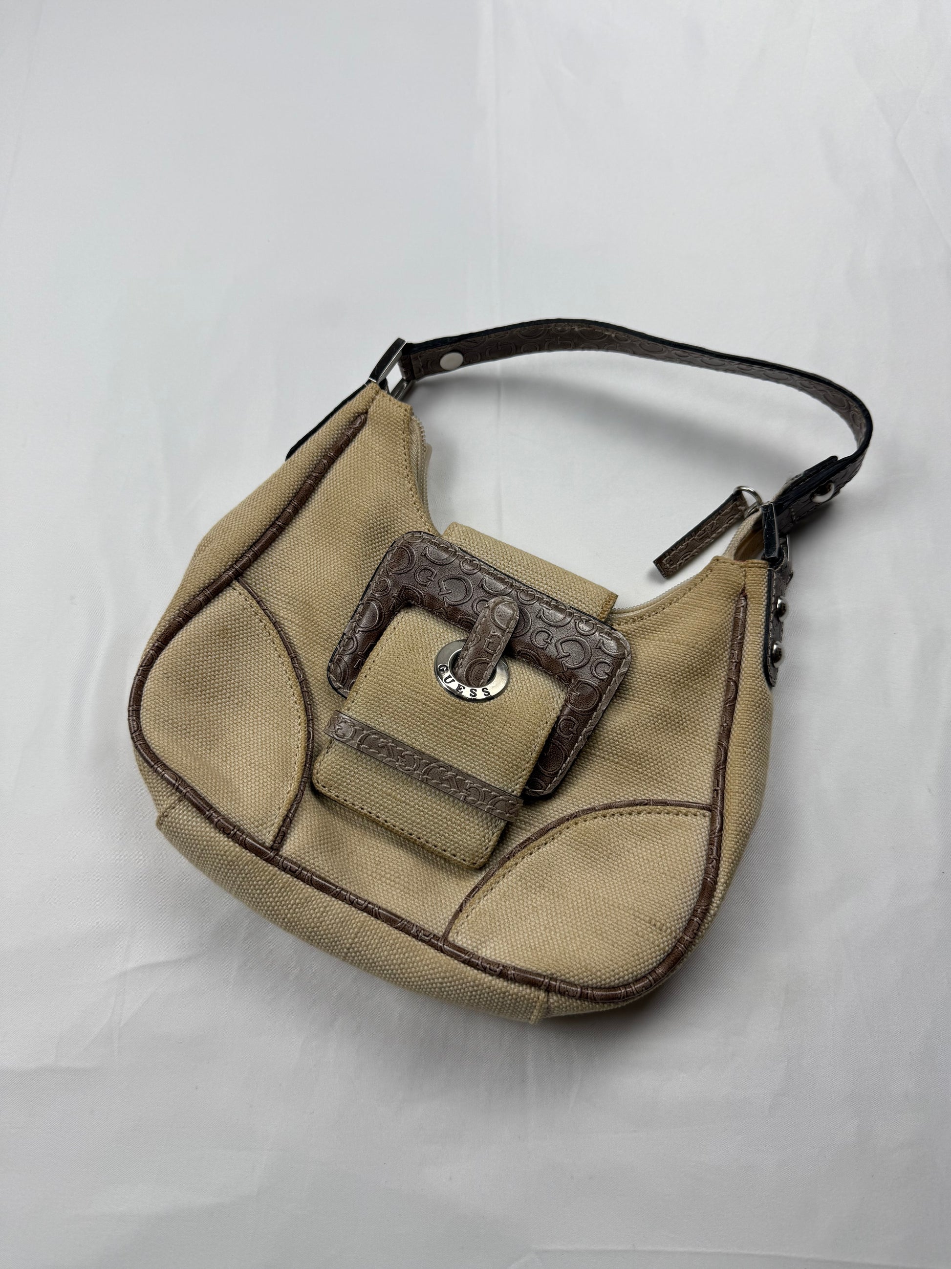 Beige buckle belt small shoulder bag (20x16cm)