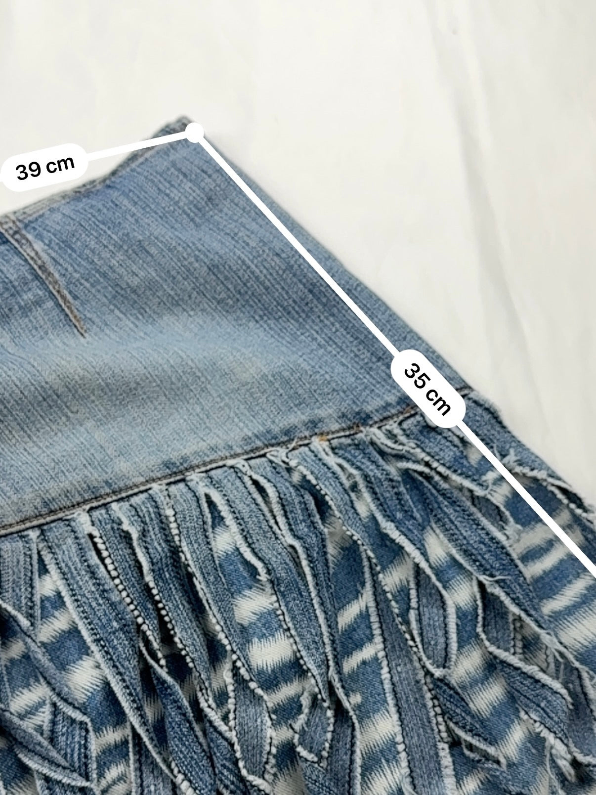 Blue denim low rise pleated mini skirt (M)