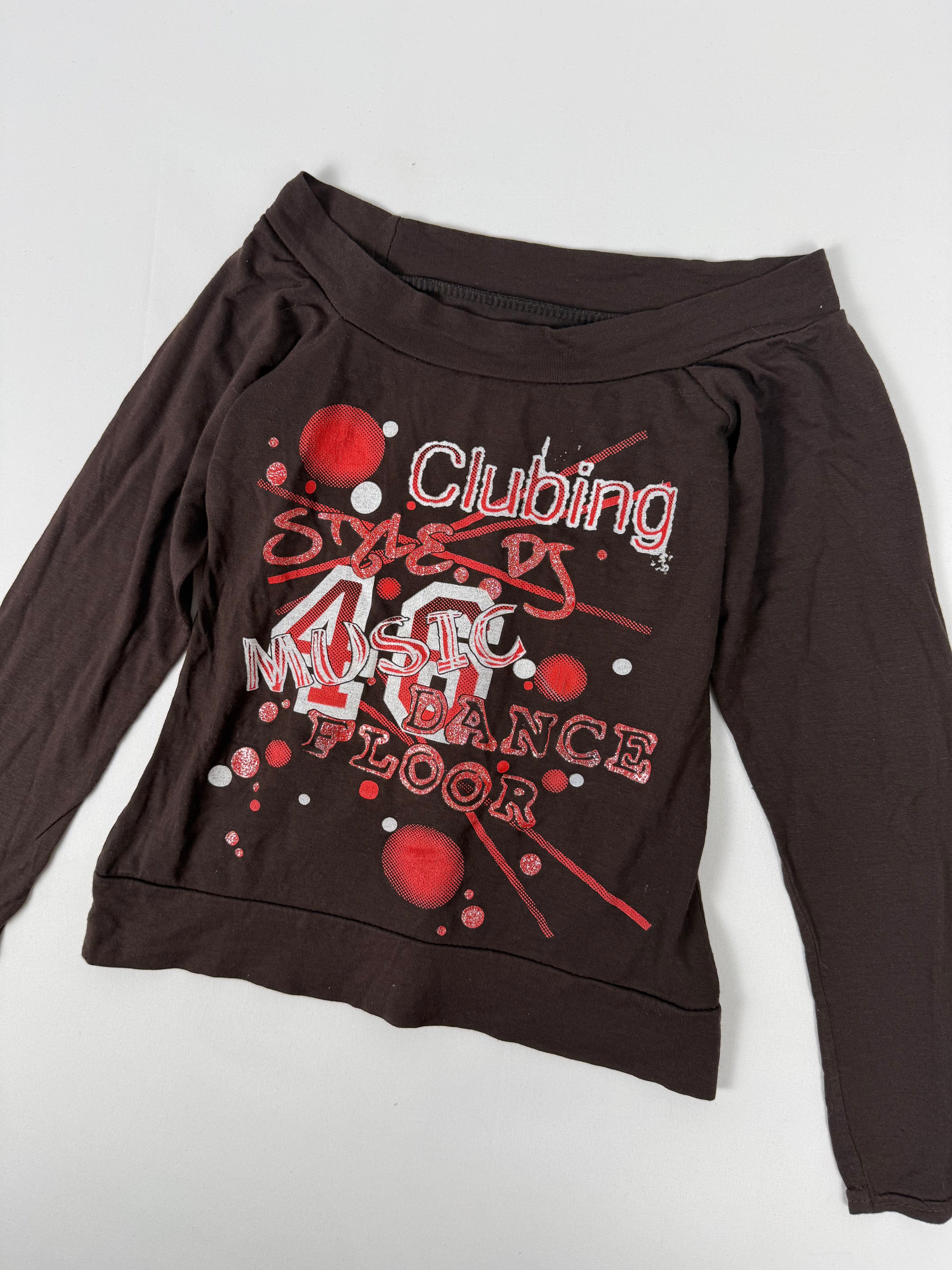 Brown graphic long sleeves top (XS)