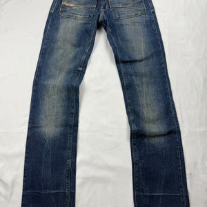 Navy denim low rise straight legs pants (XS)