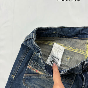 Navy denim low rise straight legs pants (XS)