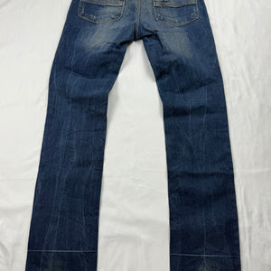 Navy denim low rise straight legs pants (XS)