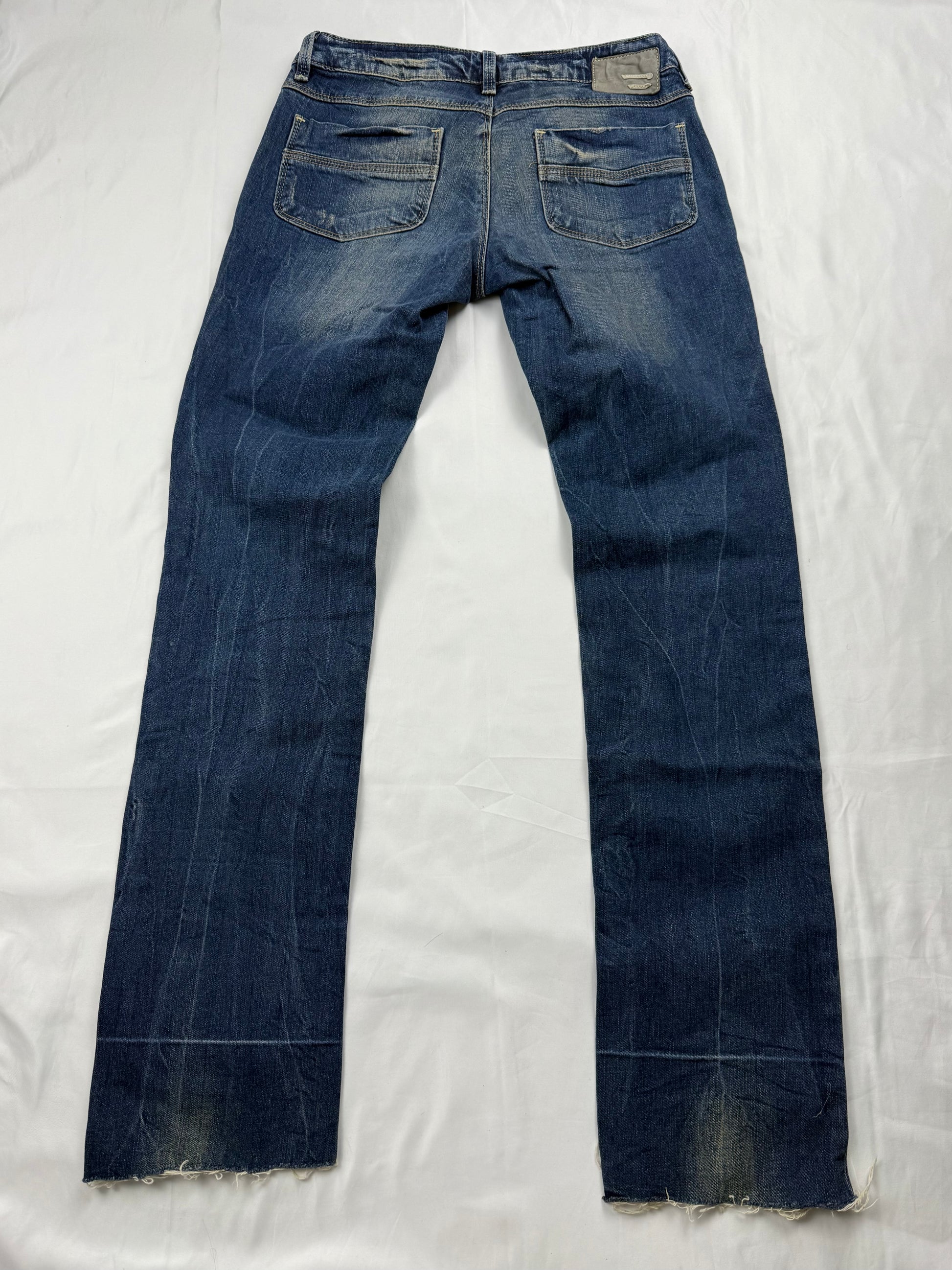 Navy denim low rise straight legs pants (XS)