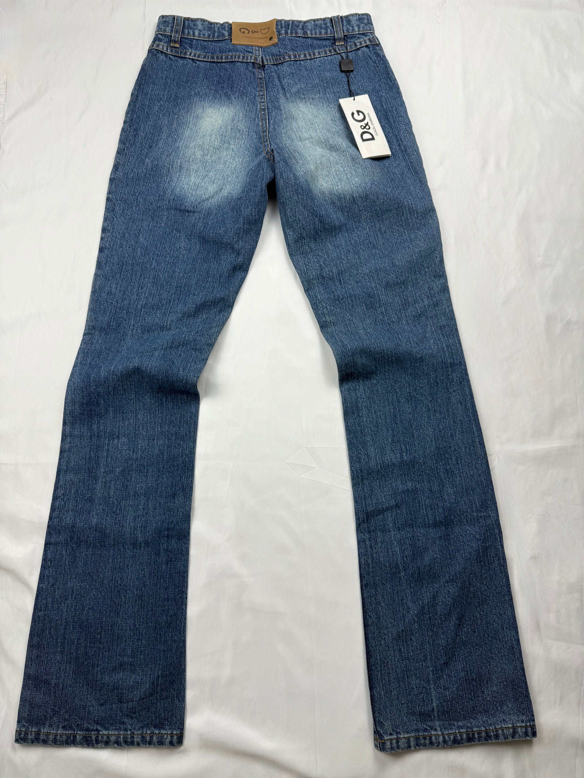 Navy blue denim low waist flared pants (XS)