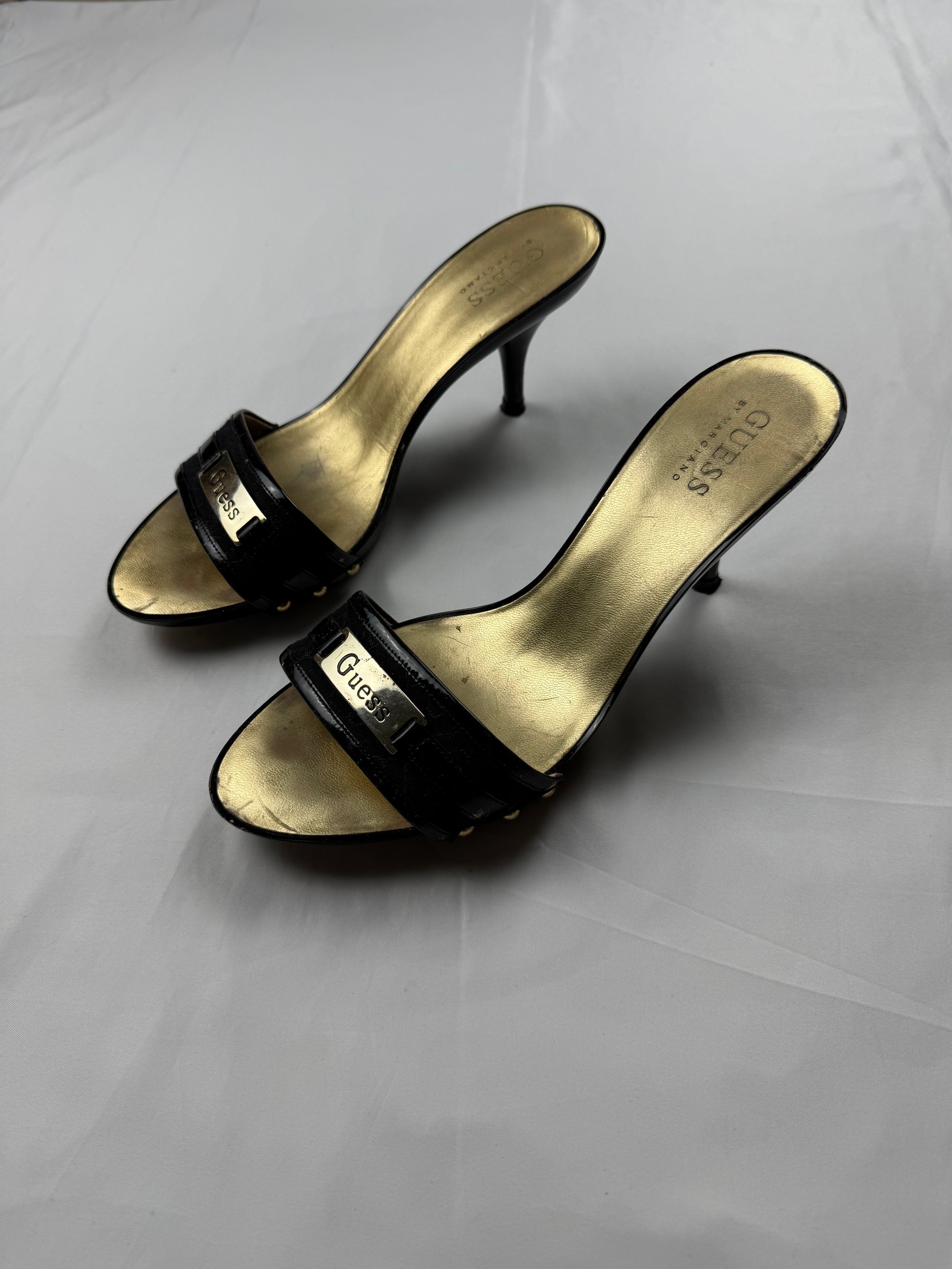 Black & gold kitten heels mules (39)