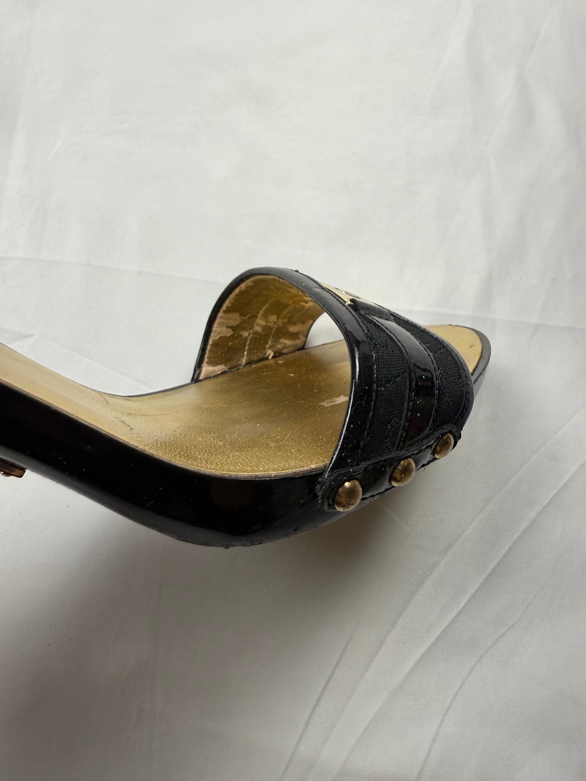 Black & gold kitten heels mules (39)