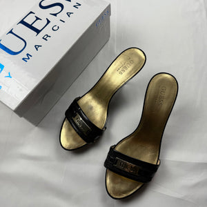 Black & gold kitten heels mules (39)