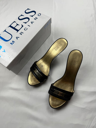 Black & gold kitten heels mules (39)