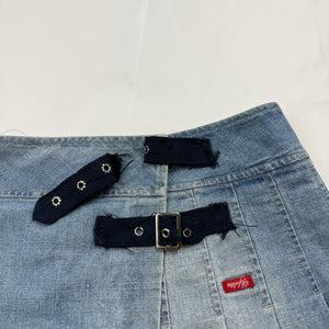 Blue denim low rise pleated mini skirt (S/M)