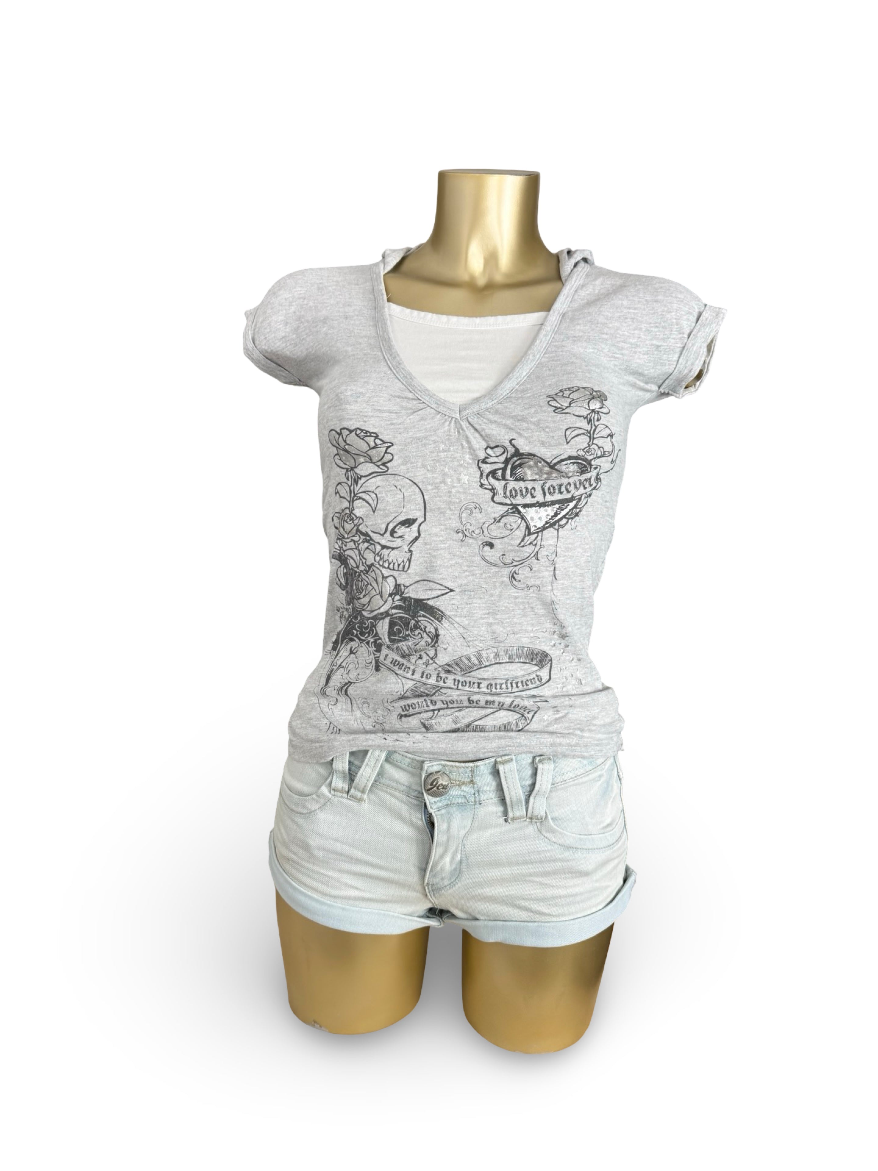 Grey hooded cotton tee (S)