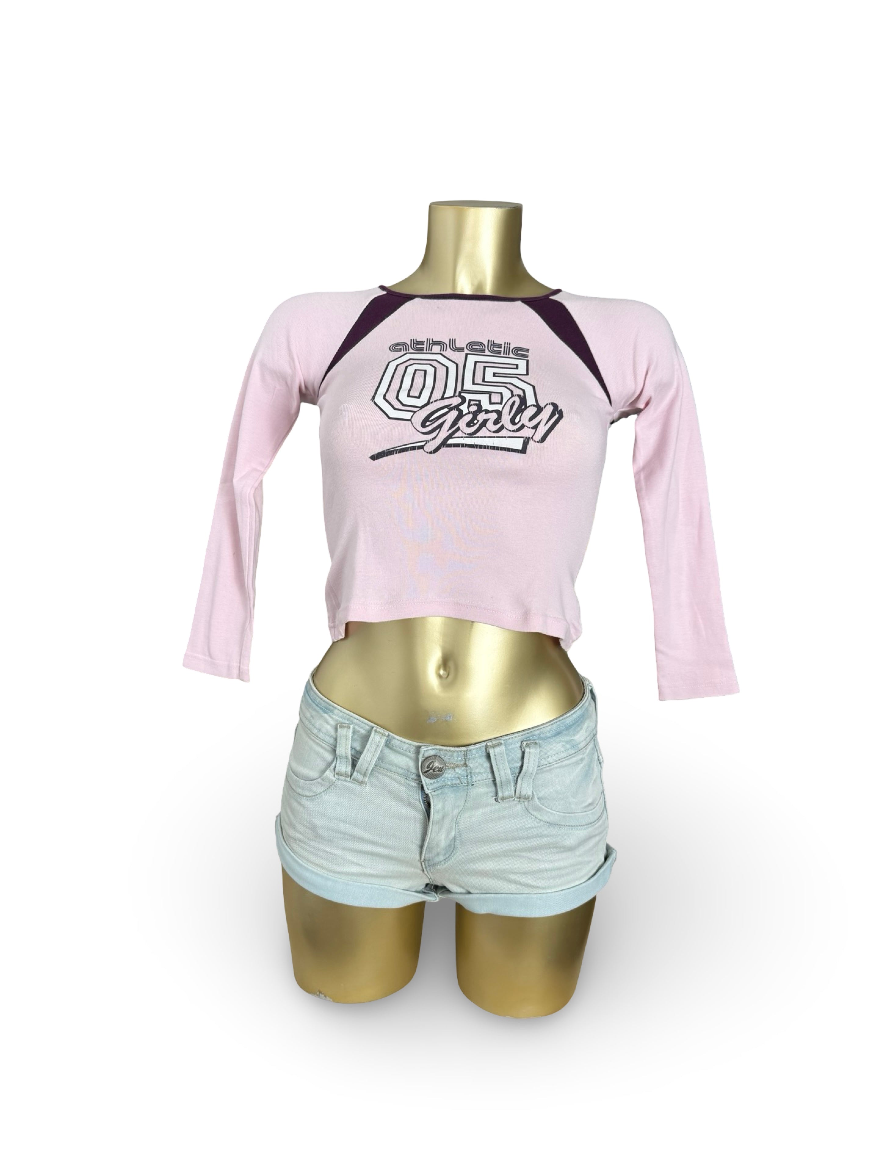 Baby pink graphic long sleeves top (XS)