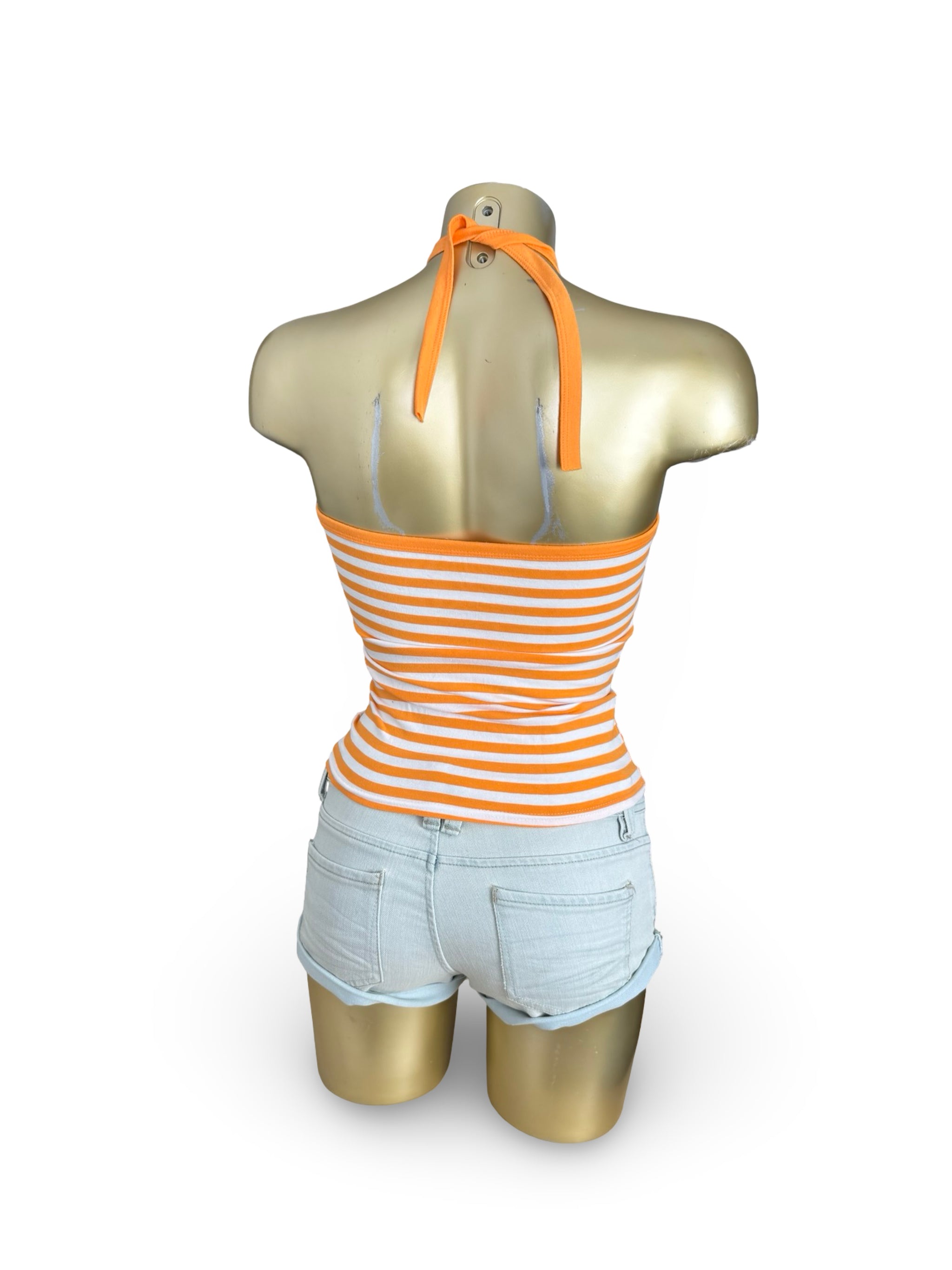 Orange striped cotton top (S)