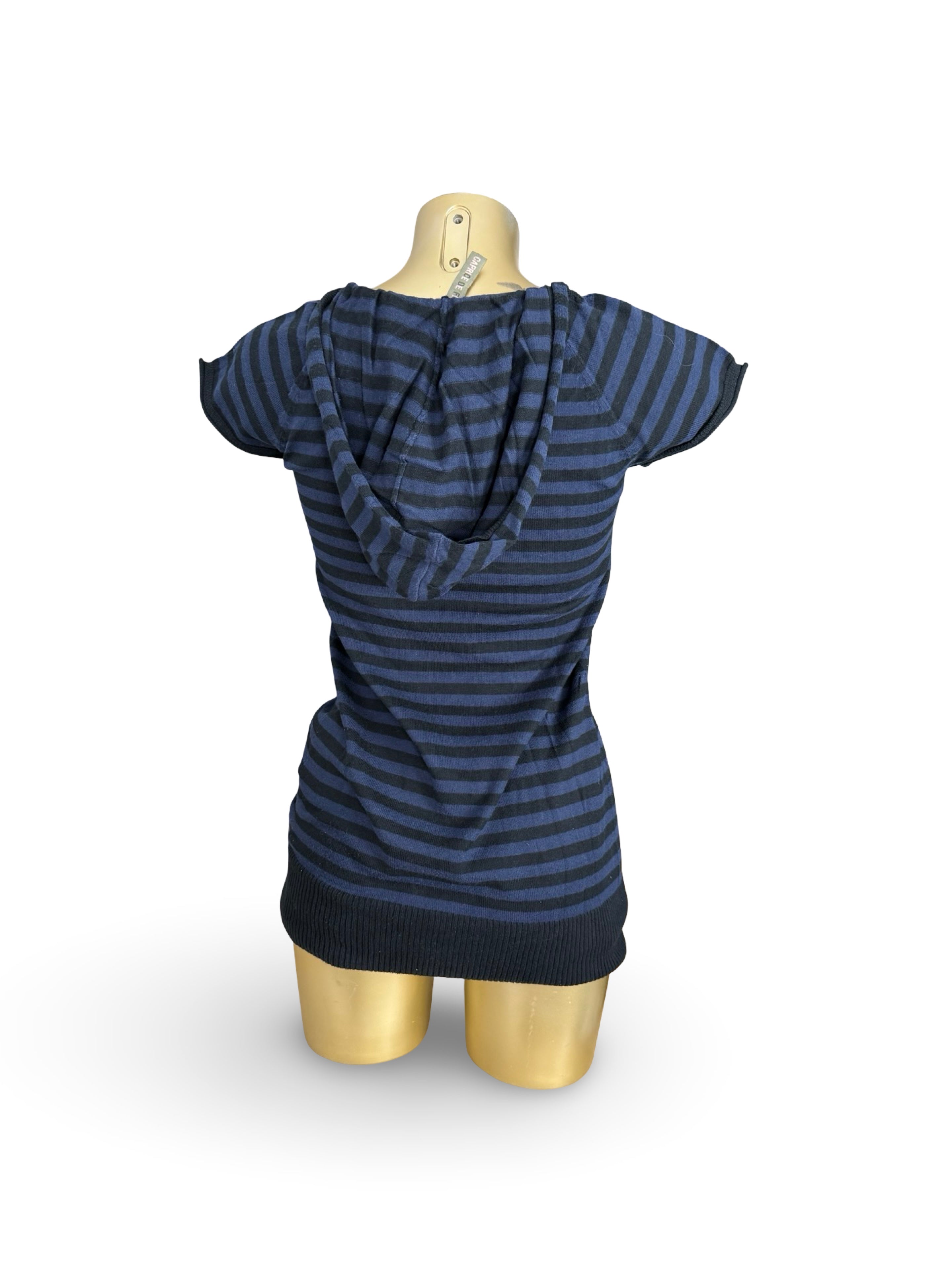 Navy striped hooded short sleeves jumper (S)