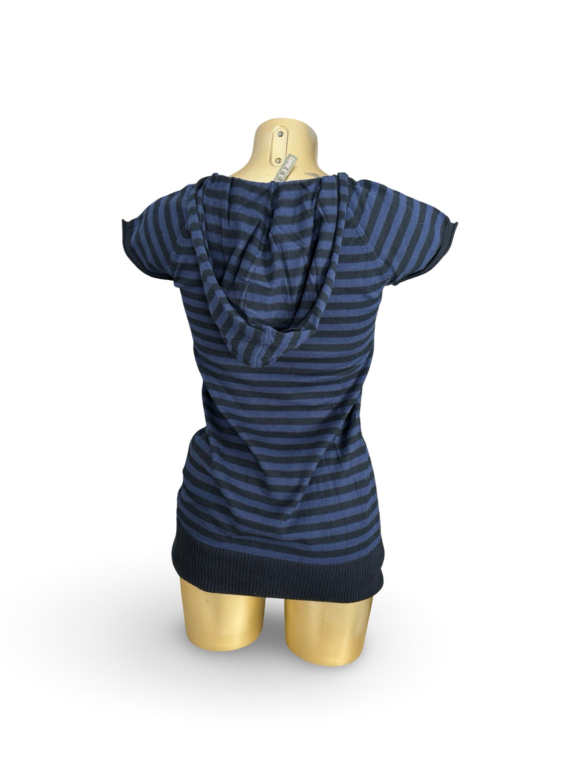 Navy striped hooded short sleeves jumper (S)