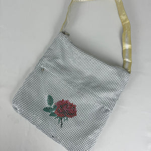 Silver sequins besace shoulder bag (30x32cm)