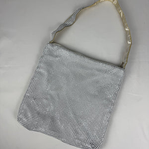 Silver sequins besace shoulder bag (30x32cm)