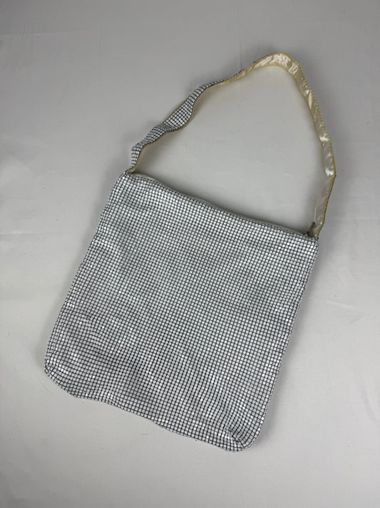 Silver sequins besace shoulder bag (30x32cm)