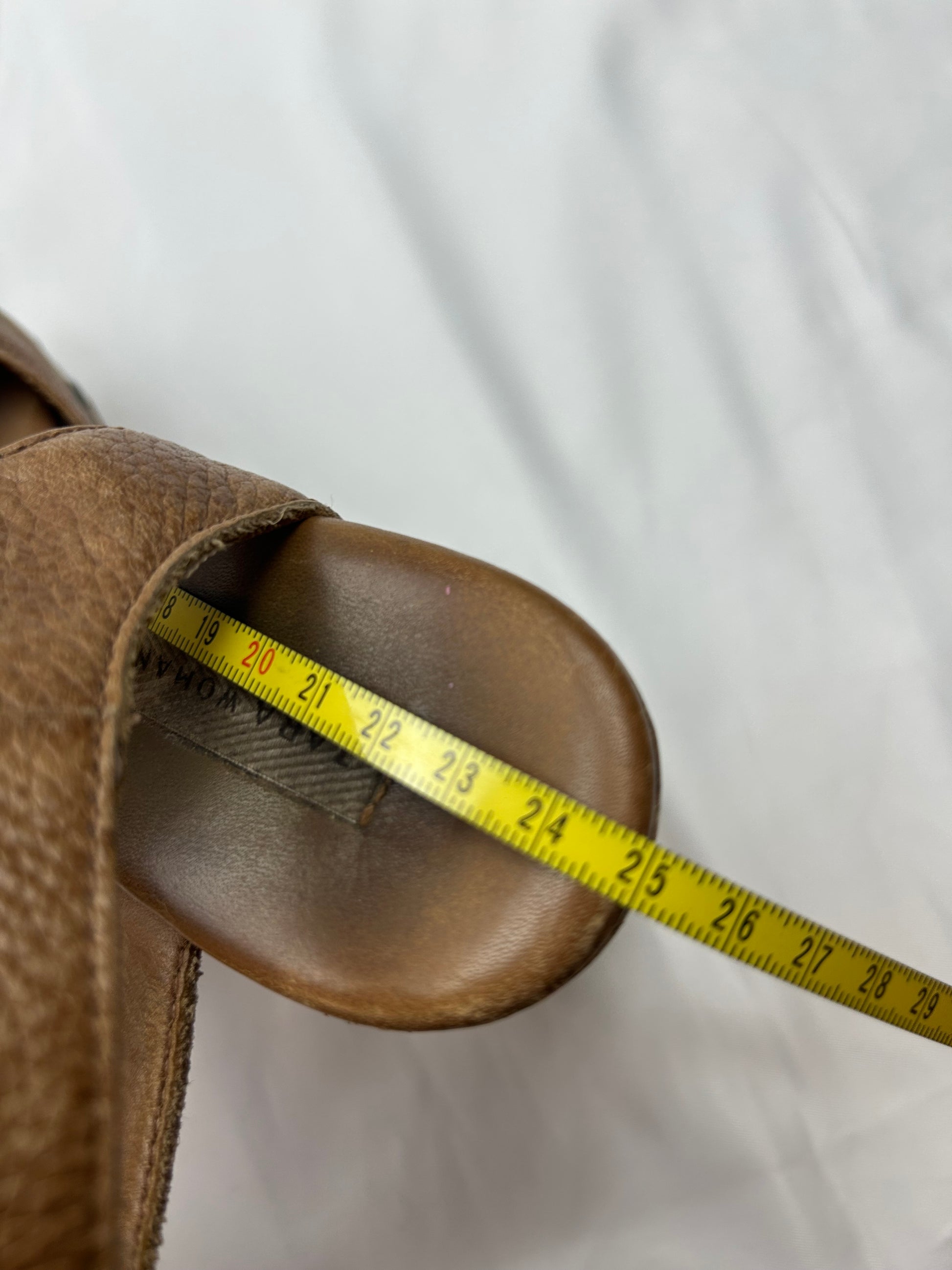 Brown real leather wedge mules (38)