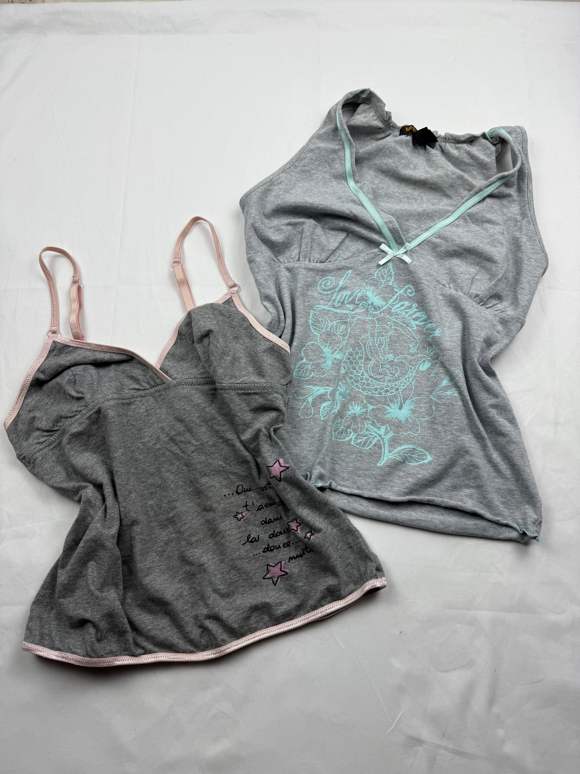 Grey cotton V neck tank top (M/L)
