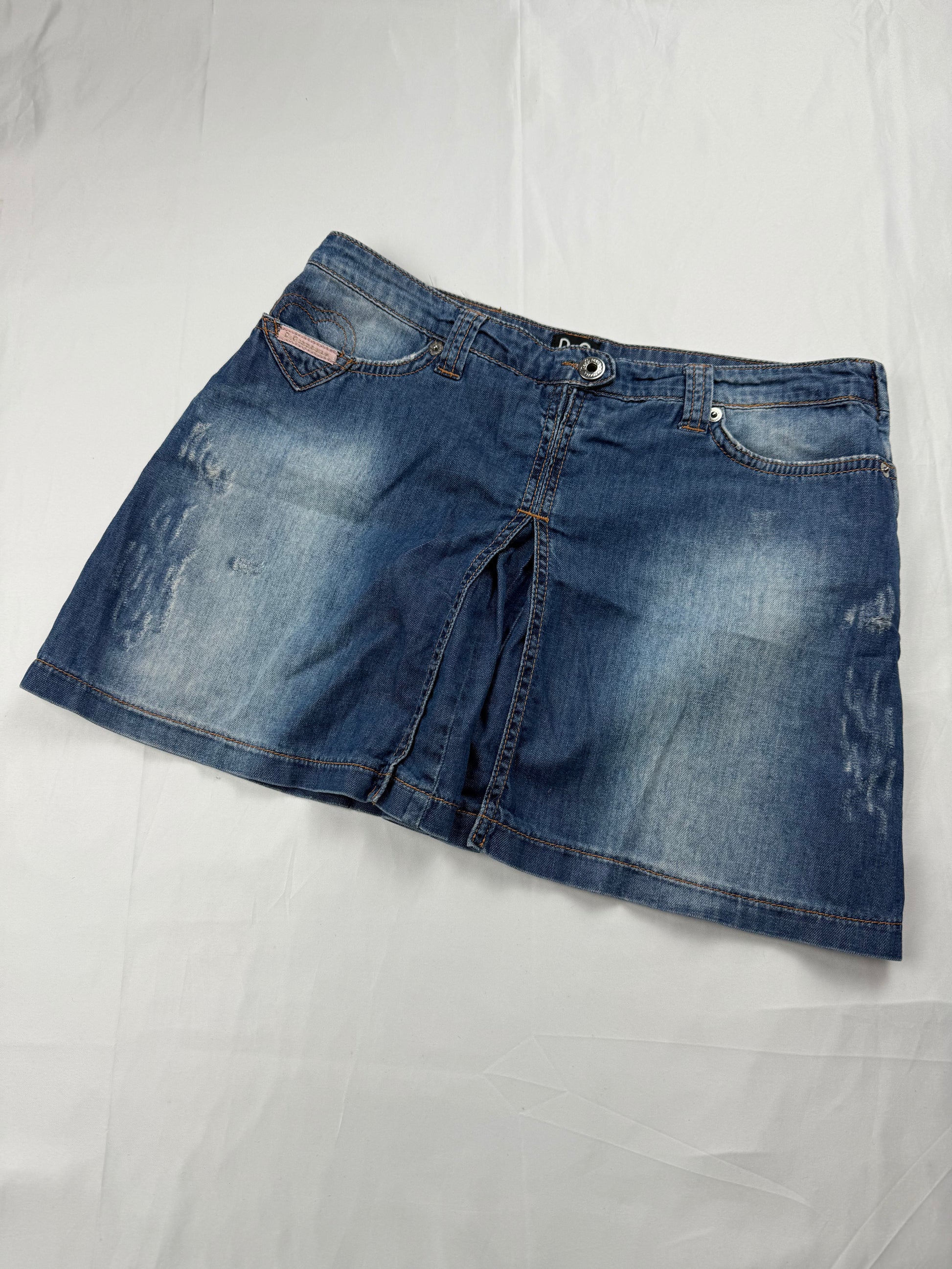 Blue denim low rise mini skirt (S/M)