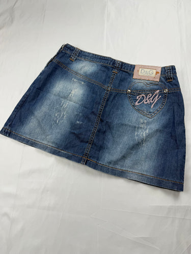 Blue denim low rise mini skirt (S/M)