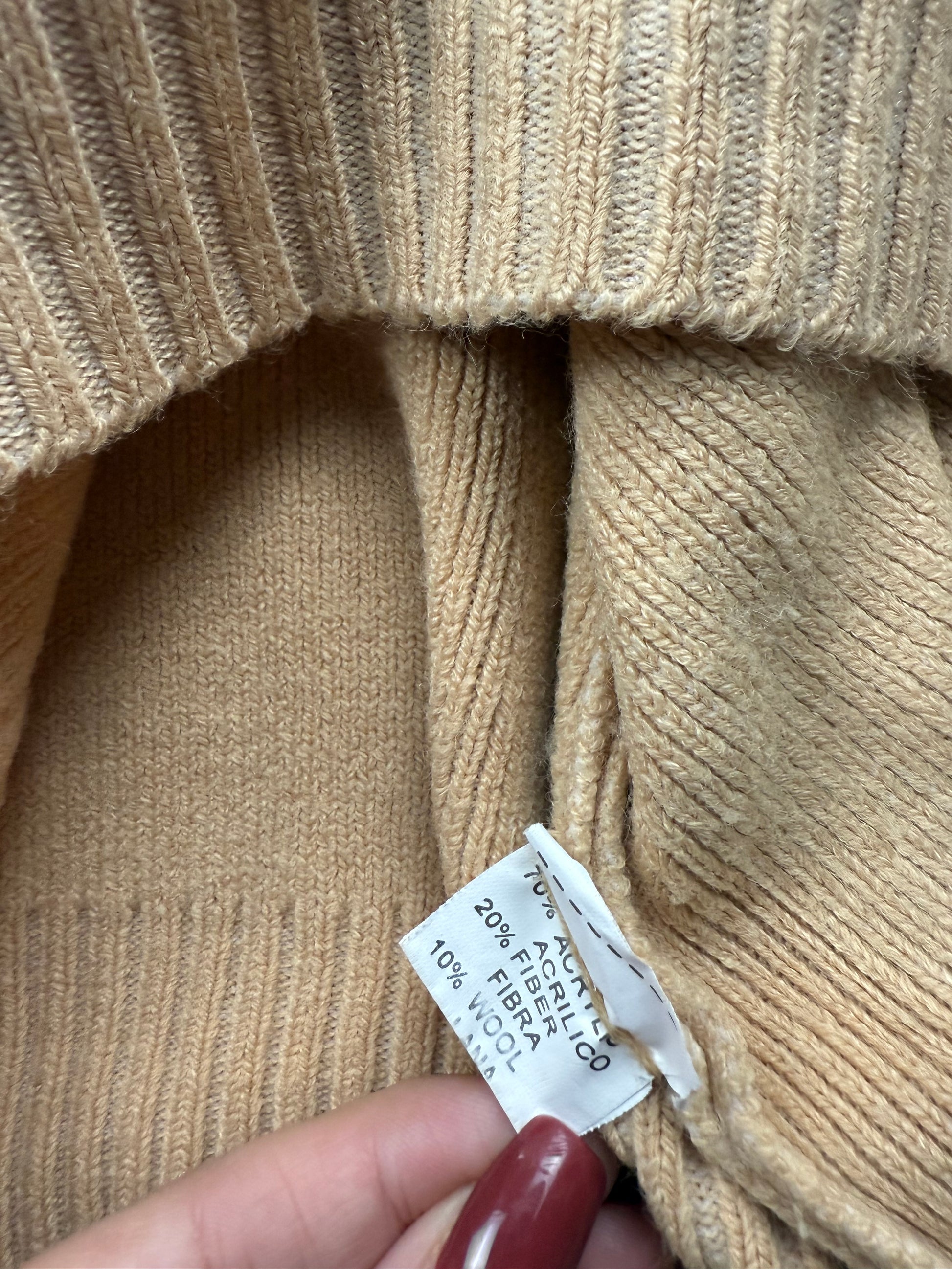 Beige high neck embroidered wool jumper (XS)
