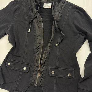 Black zip up hooded jacket (S/M)