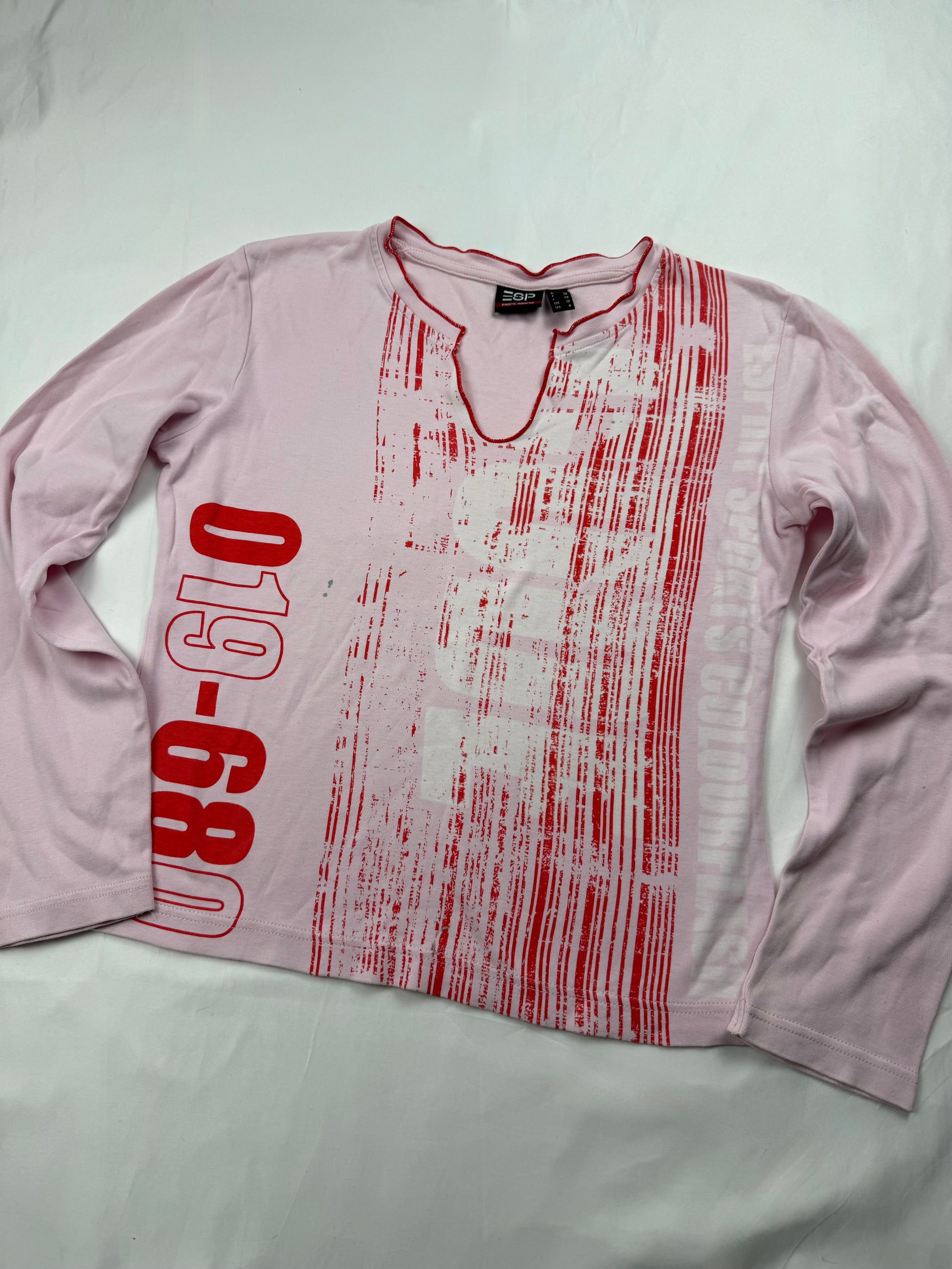 Pink graphic long sleeves top (M)