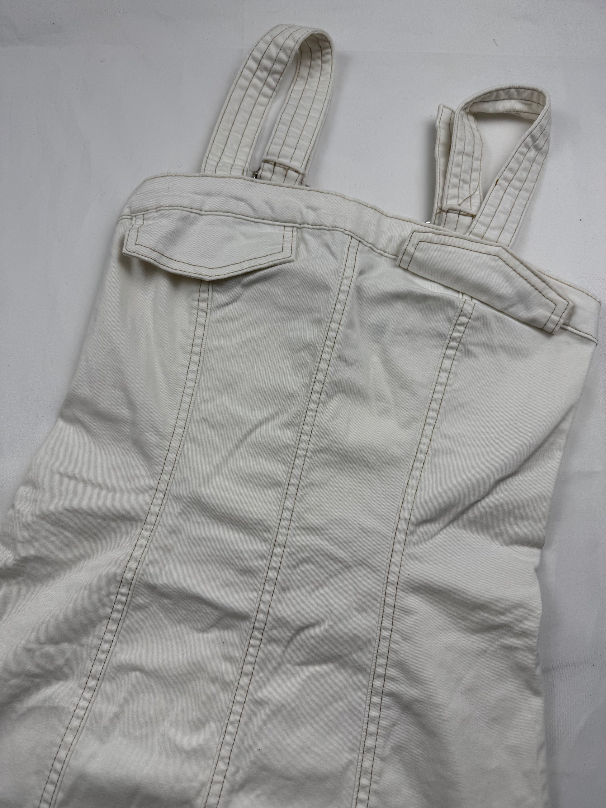 White stretchy denim tight fit mini dress (S)