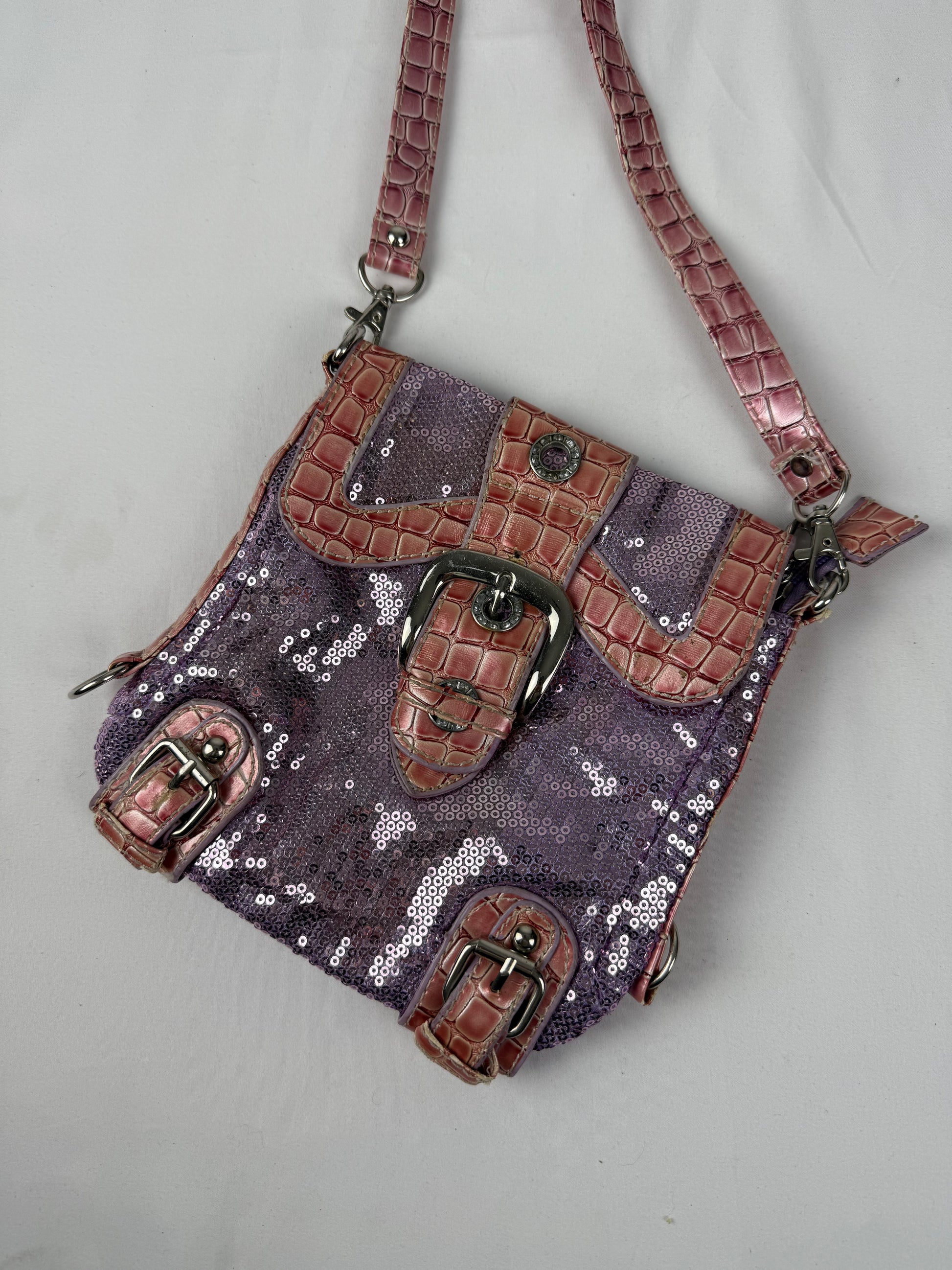 Pink sequins crossbody bag (18x19cm)