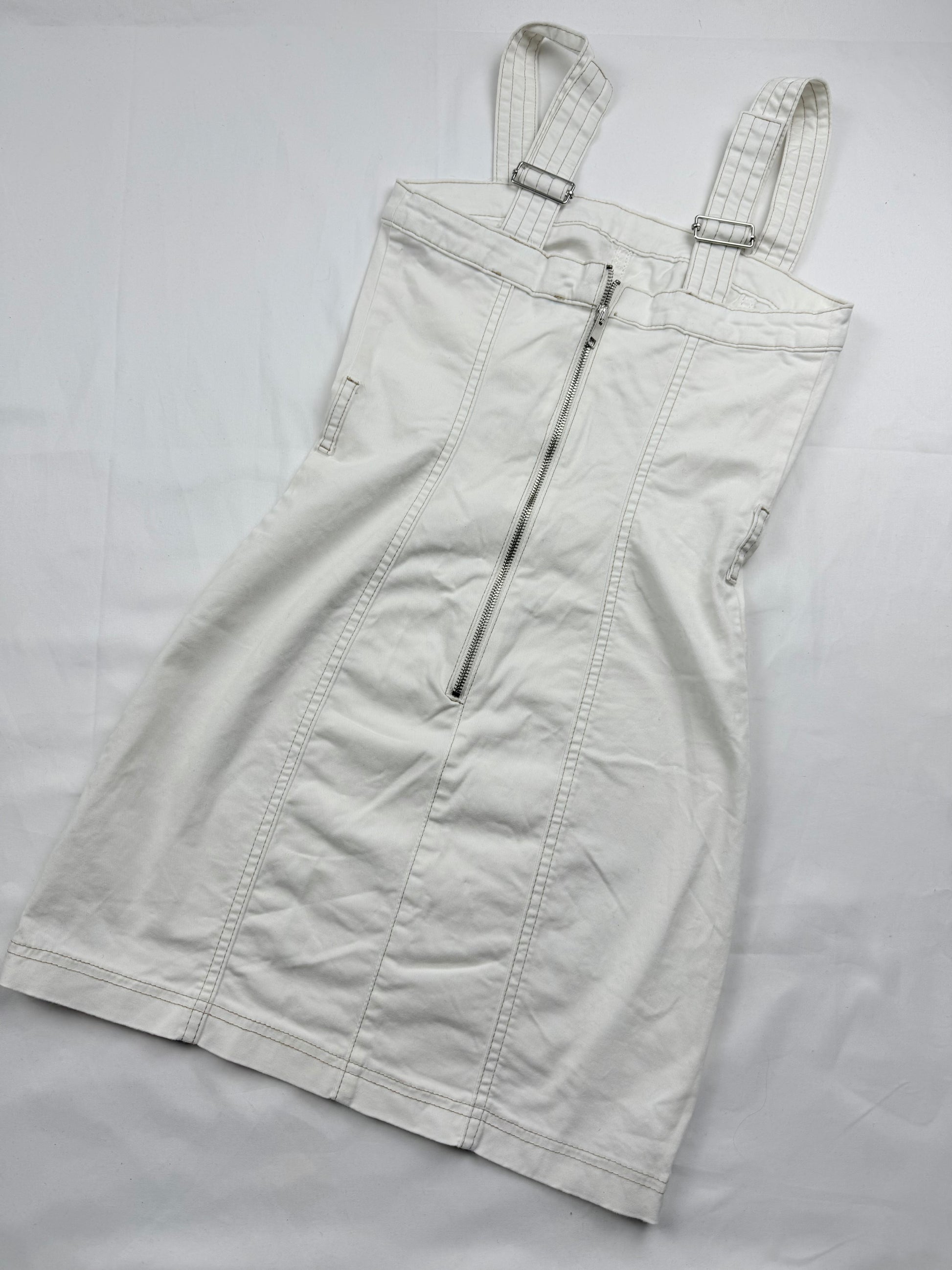 White stretchy denim tight fit mini dress (S)