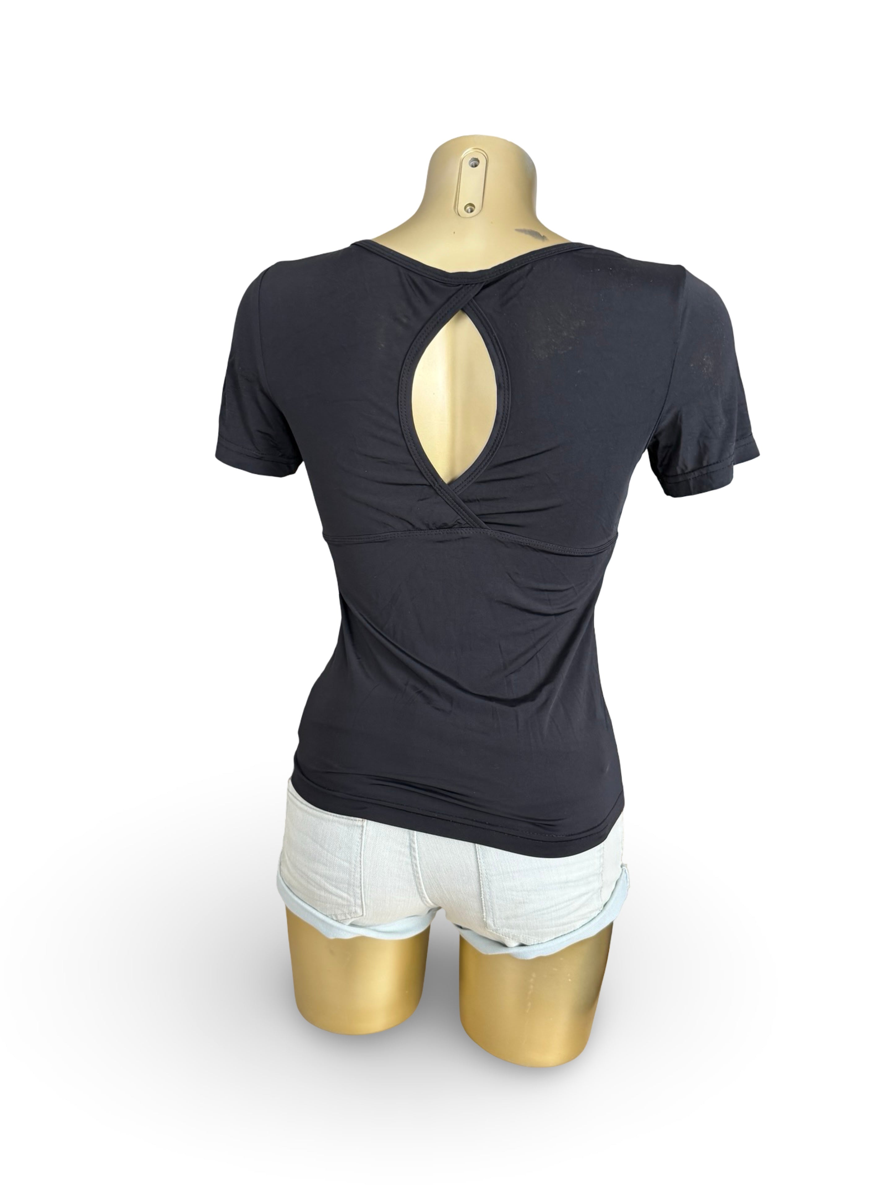 Black graphic activewear tee (S)