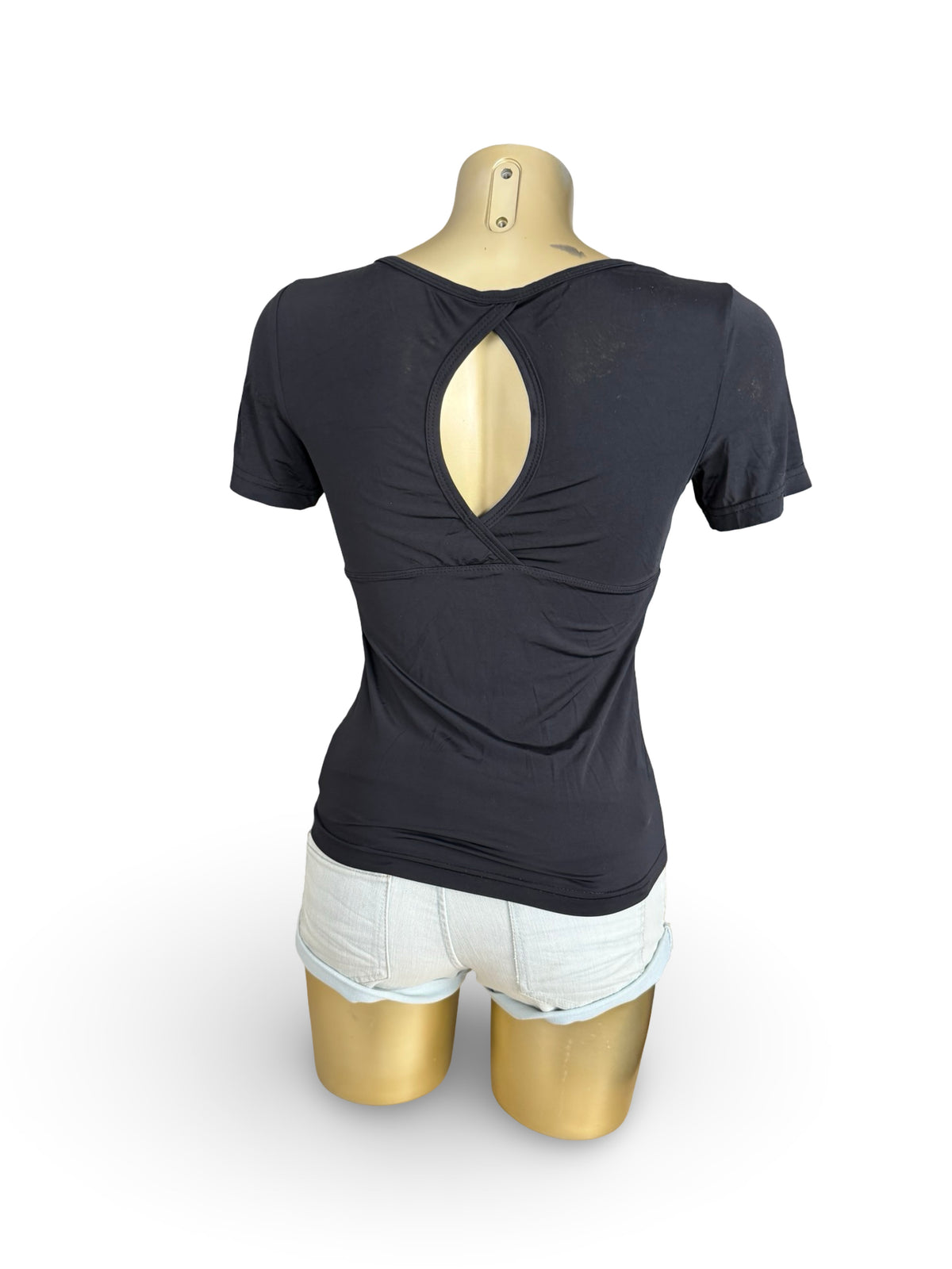 Black graphic activewear tee (S)