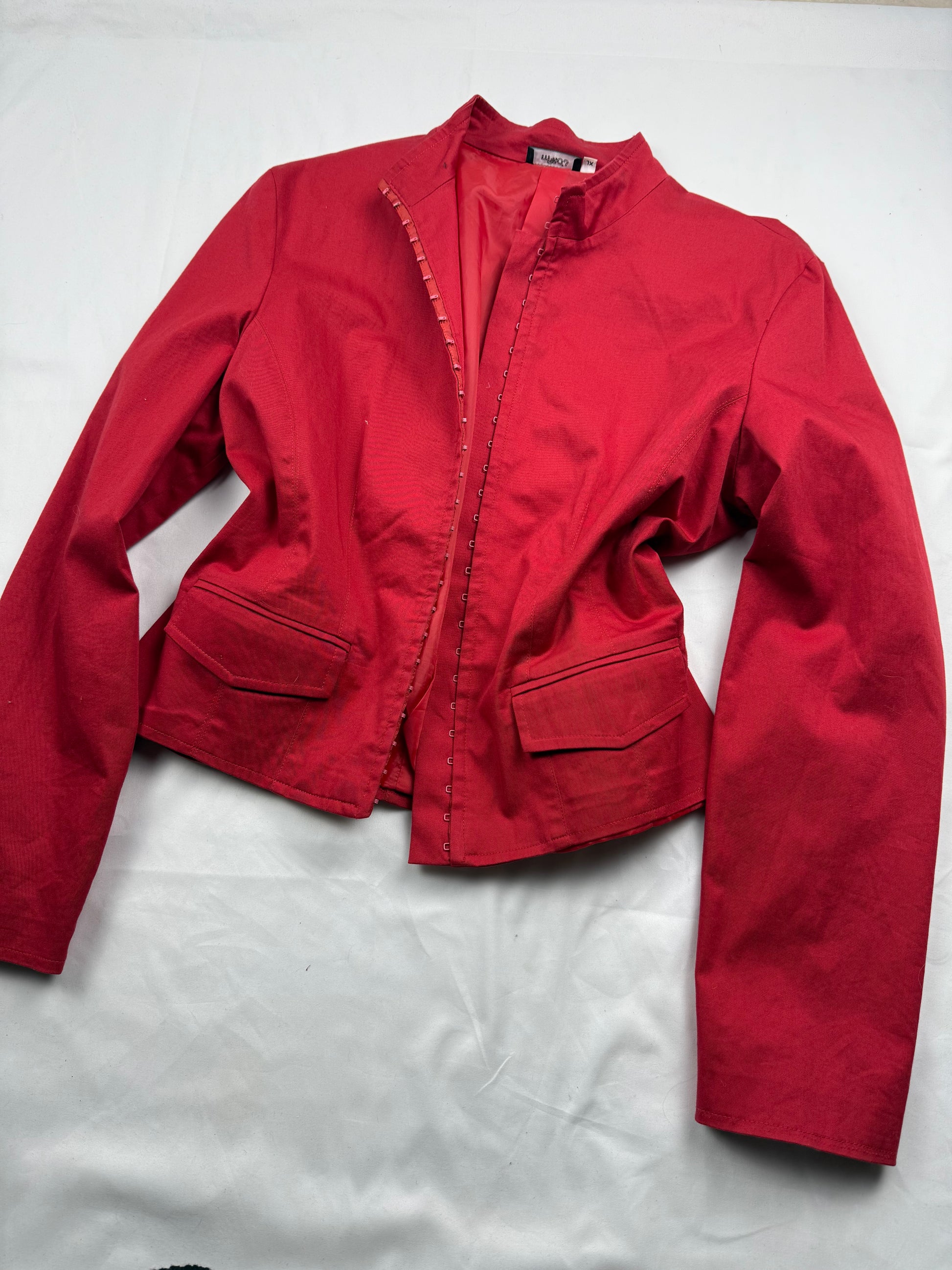 Red corset tight fit office blazer jacket (XL)