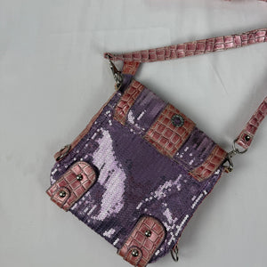 Pink sequins crossbody bag (18x19cm)