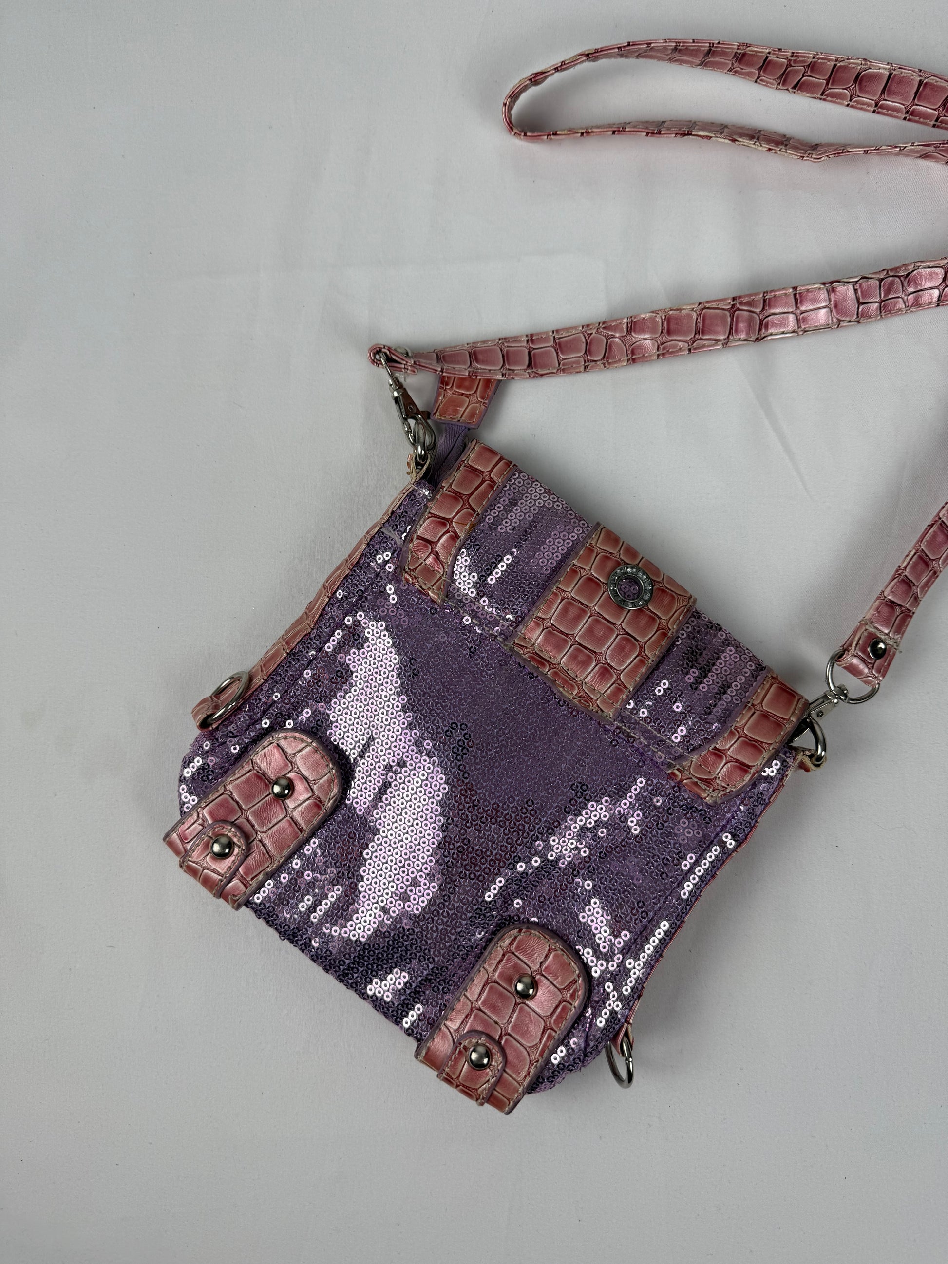 Pink sequins crossbody bag (18x19cm)