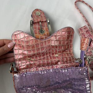 Pink sequins crossbody bag (18x19cm)