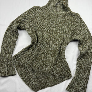 Khaki turtleneck asymmetric jumper (S/M)