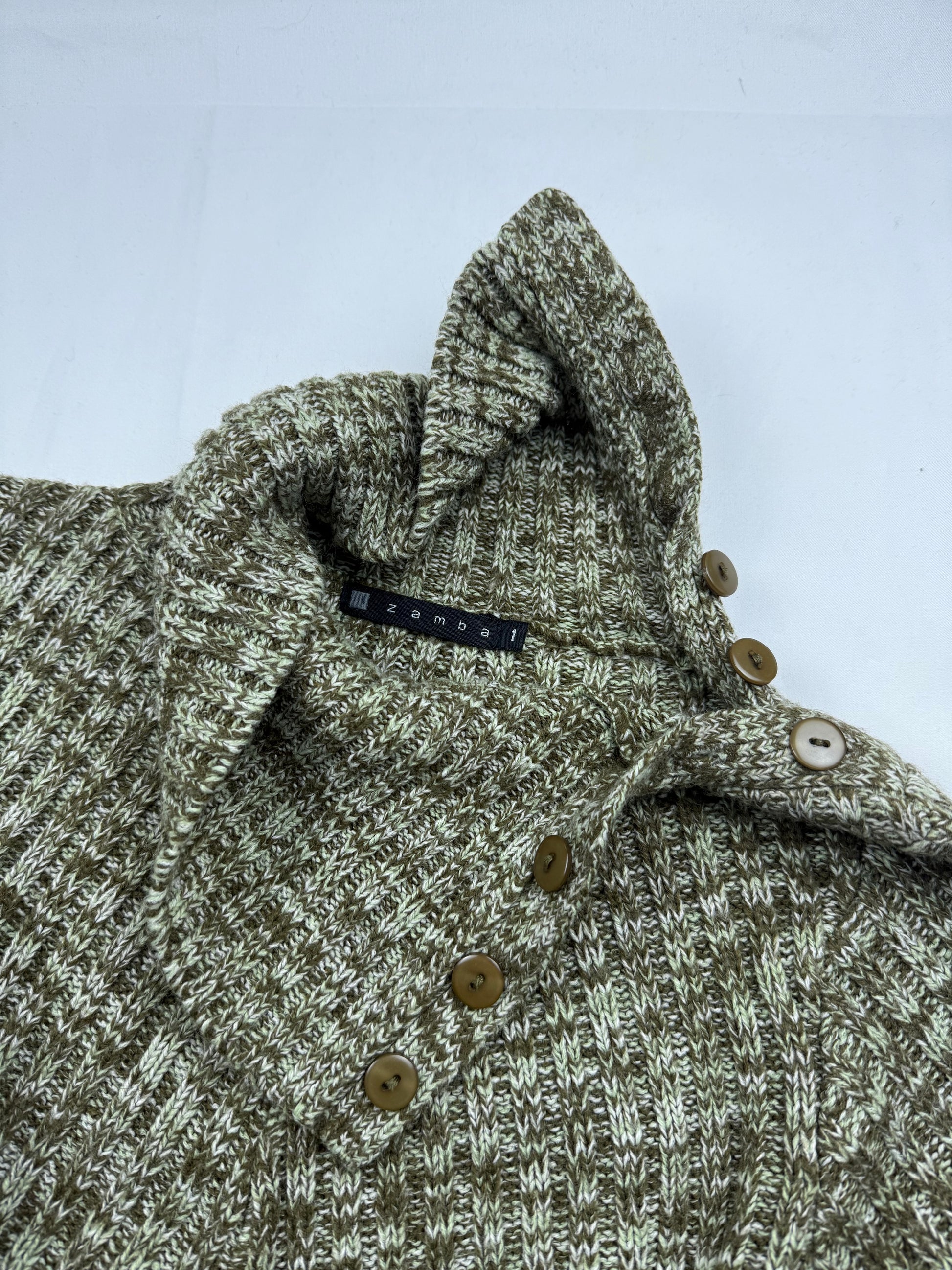 Khaki turtleneck asymmetric jumper (S/M)