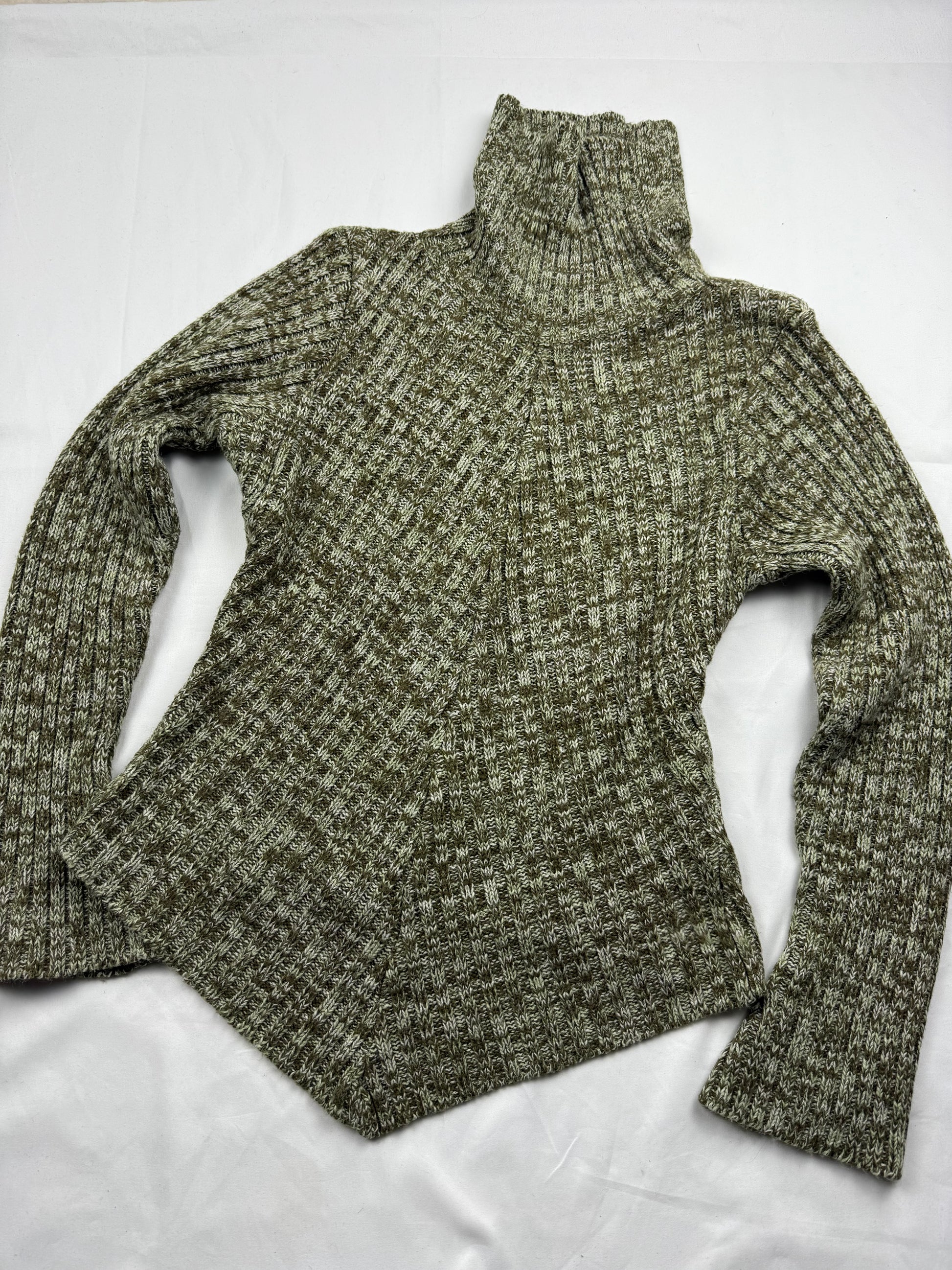 Khaki turtleneck asymmetric jumper (S/M)