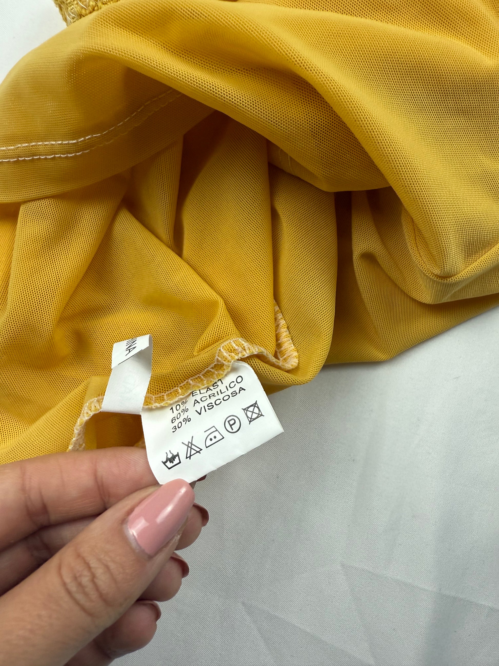 Yellow mesh tube top (XS)
