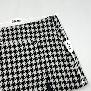 Black & white houndstooth low rise office mini skirt (S)