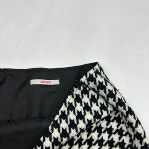 Black & white houndstooth low rise office mini skirt (S)