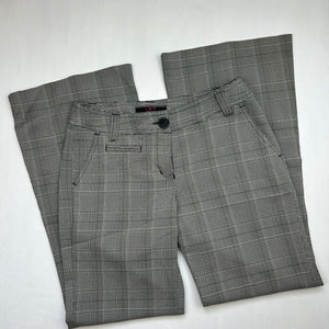Grey check print low waist office flare pants (XS/S)