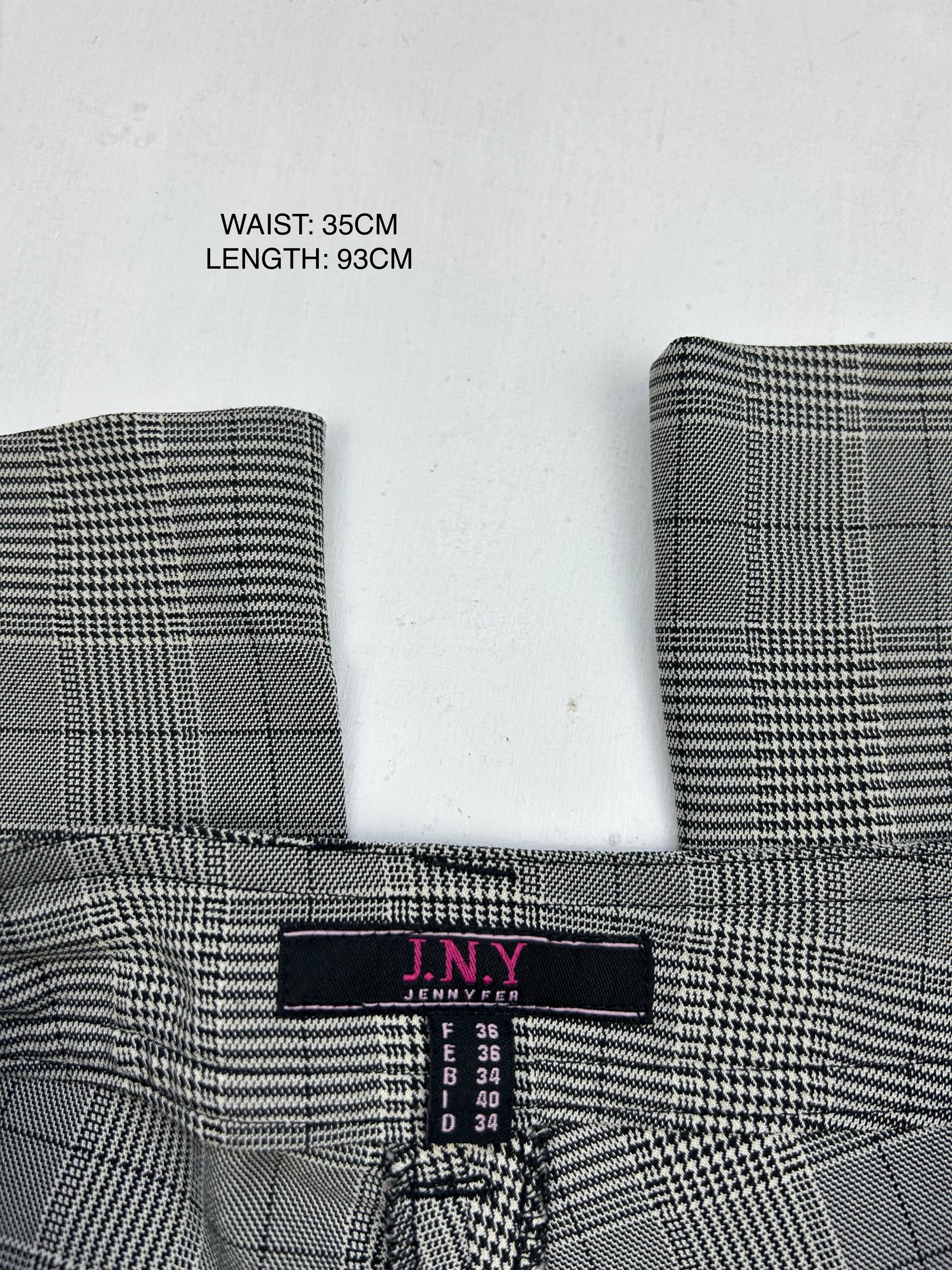 Grey check print low waist office flare pants (XS/S)